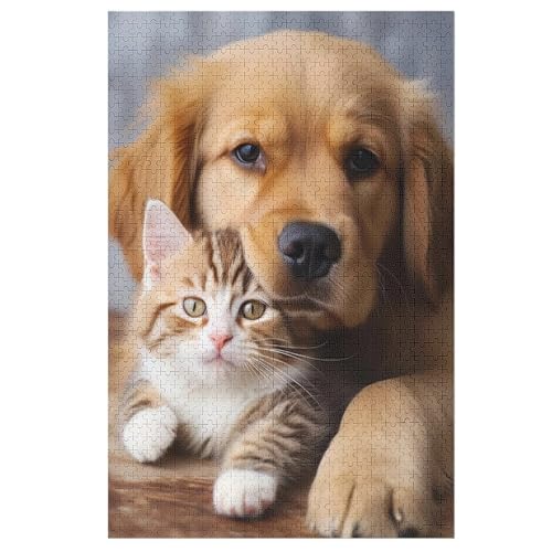 Cute Hund Puzzle 1000 Teile, Holzpuzzle Für Erwachsene Kinder, Impossible Puzzles, Geschicklichkeitsspiel Für Die Ganze Familie （78×53cm） von PPZYY