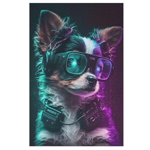 Cute Hund Puzzles 1000 Teile Erwachsener Kniffel Spaß Für Die Ganze Familie, Holzpuzzle Kinder Erwachsene, Impossible Puzzle Schwer （78×53cm） von PPZYY