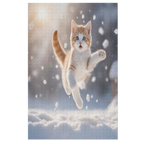 Cute Katze Holzpuzzle 1000 Teile, Knobelspiele Für Erwachsene, Teenager, Puzzles Unmögliche - Kinder Puzzle Zimmer Deko （78×53cm） von PPZYY