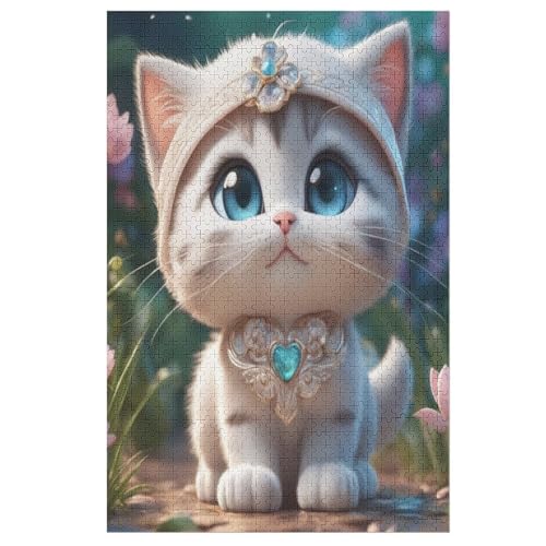 Cute Katze Holzpuzzle 1000 Teile, Knobelspiele Für Erwachsene, Teenager, Puzzles Unmögliche - Kinder Puzzle Zimmer Deko （78×53cm） von PPZYY