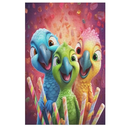 Cute Papagei Holzpuzzle Für Erwachsene Teenager Stress Abbauen Familien-Puzzlespiel Poster 1000-teiliges Puzzle Kinder Lernspiel （78×53cm） von PPZYY