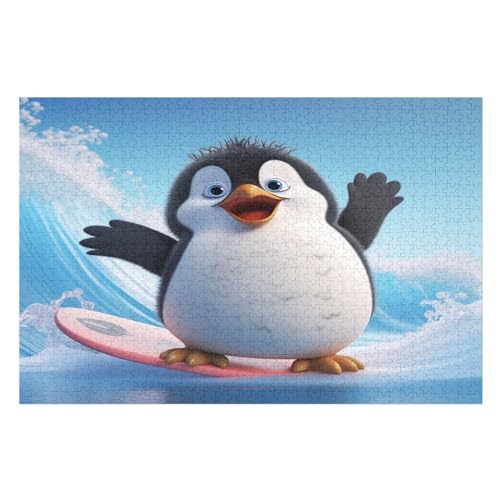 Cute Pinguin 1000 Teile Puzzles Für Erwachsene, Impossible Puzzle, Geschicklichkeitsspiel Für Die Ganze Familie, Kinder Holzpuzzle （75×50cm） von PPZYY