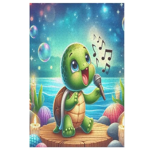 Cute Schildkröte Puzzle Für Erwachsene 1000 Teile Premium 100% Recyceltes Brett Zum Lernen, Lernspielzeug, Familienspiele Kinder Holzpuzzle （78×53cm） von PPZYY