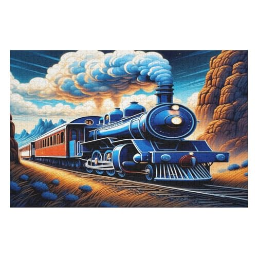 Dampfzug Puzzle 1000 Teile, Holzpuzzle Für Erwachsene Kinder, Impossible Puzzles, Geschicklichkeitsspiel Für Die Ganze Familie （75×50cm） von PPZYY