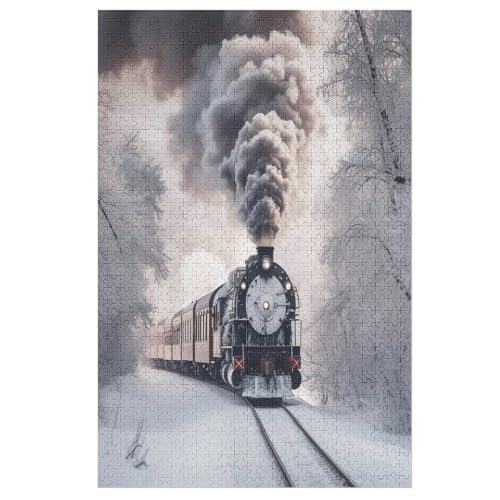 Dampfzug Puzzles 1000 Teile Erwachsener Kniffel Spaß Für Die Ganze Familie, Holzpuzzle Kinder Erwachsene, Impossible Puzzle Schwer （78×53cm） von PPZYY