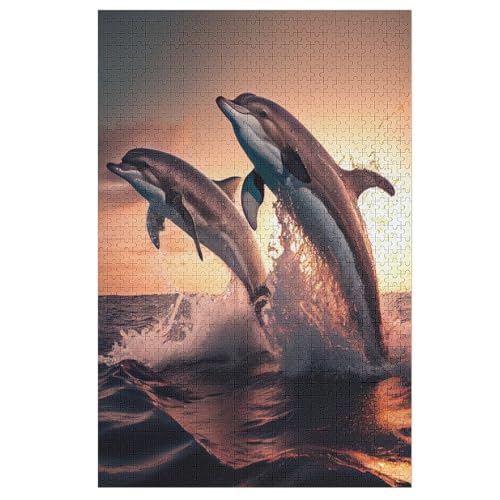 Delphin,1000 Teile,Holzpuzzle,einzigartiges Puzzle,kreatives Puzzle,Geschenk Für Erwachsene,Familienspiel,Herausforderungsaktivität,（78×53cm） von PPZYY