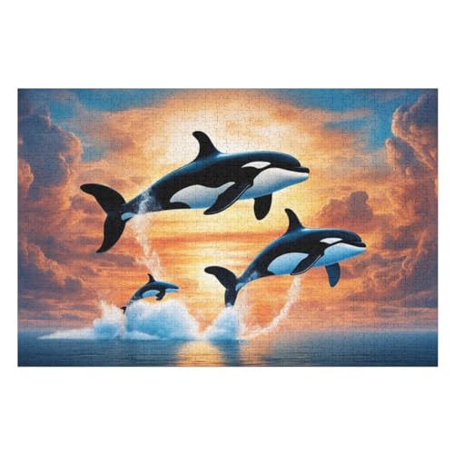 Delphin 1000 Teile Puzzles Für Erwachsene,Holzpuzzle - Verringerter Druck Schwieriges Unmögliche Puzzle Für 12+ Kinder （75×50cm） von PPZYY