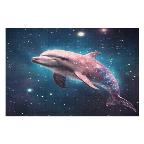 Delphin Holzpuzzle - 1000 Teiliges Jigsaw Knobelspiel - Puzzle Für Erwachsene & Kinder - Outdoor & Reisespielzeug （75×50cm） von PPZYY