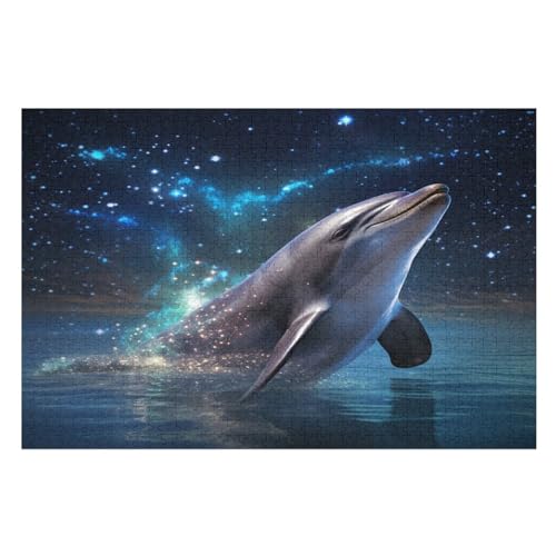 Delphin -Puzzle, 1000 Teile,Holzpuzzle Für Erwachsene Kinder, Lustiges Spielzeug, Denkspiel, Bildungsspiel, （75×50cm） von PPZYY