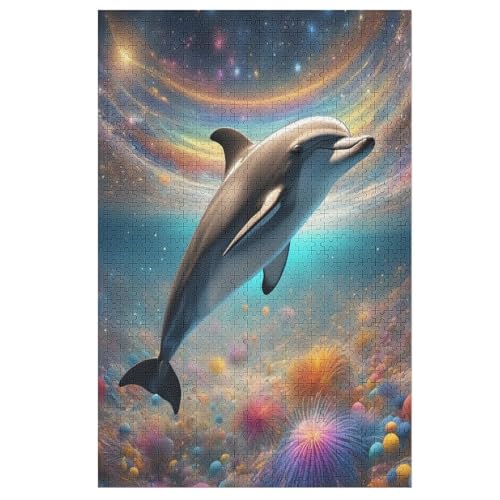 Delphin -Puzzle, 1000 Teile,Holzpuzzle Für Erwachsene Kinder, Lustiges Spielzeug, Denkspiel, Bildungsspiel, （78×53cm） von PPZYY