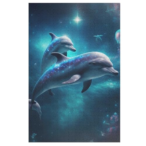 Delphin Puzzle 1000 Teile, Holzpuzzle Herausforderndes Geschicklichkeitsspiel Für Die Ganze Familie, Kinder Erwachsenenpuzzle Ab 12 Jahren （78×53cm） von PPZYY