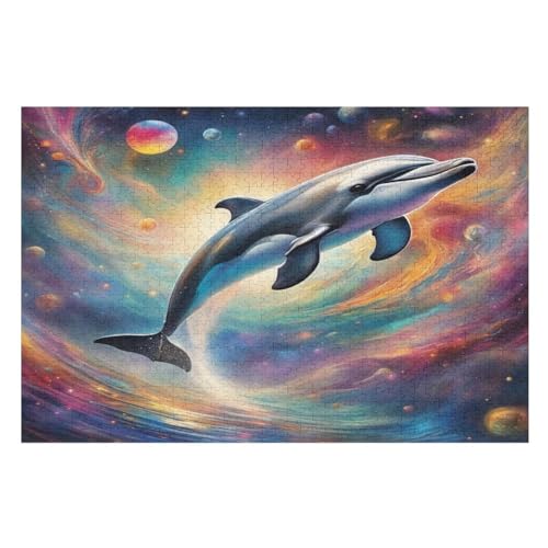 Delphin Puzzles 1000 Teile Erwachsener Kniffel Spaß Für Die Ganze Familie, Holzpuzzle Kinder Erwachsene, Impossible Puzzle Schwer （75×50cm） von PPZYY