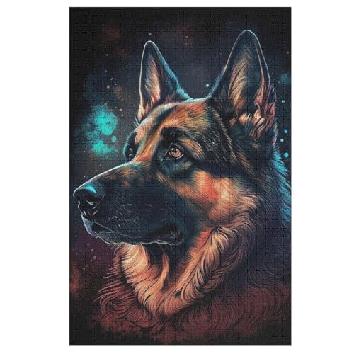 Deutscher Schäferhund Puzzles Für Erwachsene, 1000-teiliges Holzpuzzle, Geeignet Für Kinder Ab 12 Jahren, Die Pädagogische Puzzle Lernen （78×53cm） von PPZYY