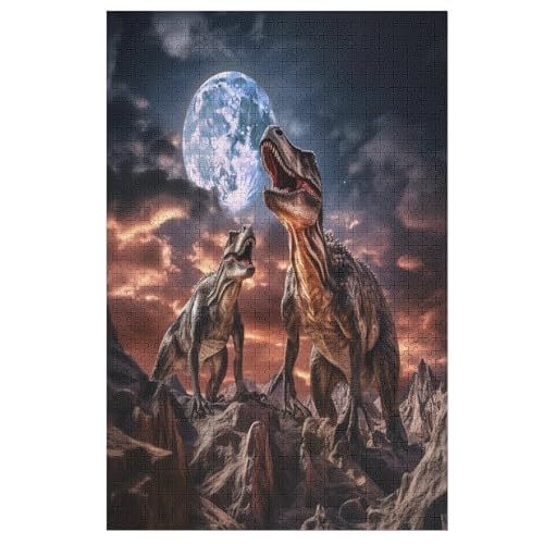 Dinosaurier 1000 Teile Puzzles Für Erwachsene Holzpuzzle Familienpuzzlespiel Stressabbau-Puzzle Für Kinder Ab 12 Jahren （78×53cm） von PPZYY