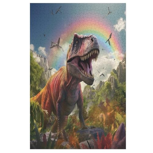 Dinosaurier Holzpuzzle 1000 Teile Klassische Puzzles Erwachsene Kinder Puzzle DIY Kit Holzspielzeug Einzigartiges Geschenk （78×53cm） von PPZYY