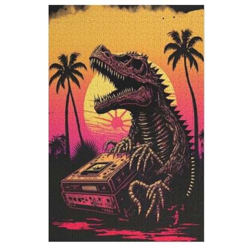 Dinosaurier Holzpuzzle - 1000 Teiliges Jigsaw Knobelspiel - Puzzle Für Erwachsene & Kinder - Outdoor & Reisespielzeug （78×53cm） von PPZYY