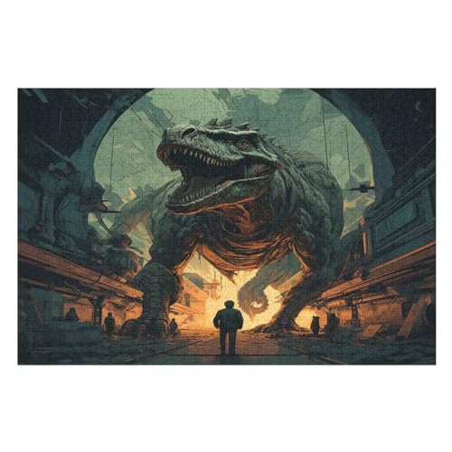 Dinosaurier Puzzle 1000 Teile, Holzpuzzle Herausforderndes Geschicklichkeitsspiel Für Die Ganze Familie, Kinder Erwachsenenpuzzle Ab 12 Jahren （75×50cm） von PPZYY