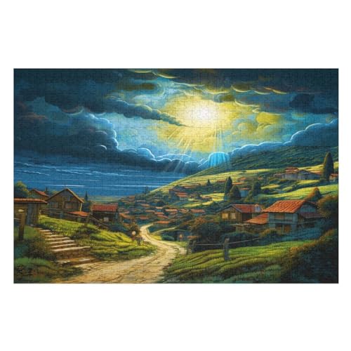 Dörfer Puzzle Für Erwachsene,1000-teiliges Puzzles, Für Kinder,Holzpuzzle,Lernspielzeug, （75×50cm） von PPZYY