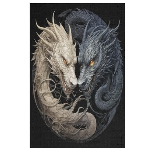 Drache 1000 Teile Puzzle Für Erwachsene, Herausforderung Puzzles - Verringerter Druck Schwieriges Holzpuzzle Für Kinder 12+ （78×53cm） von PPZYY
