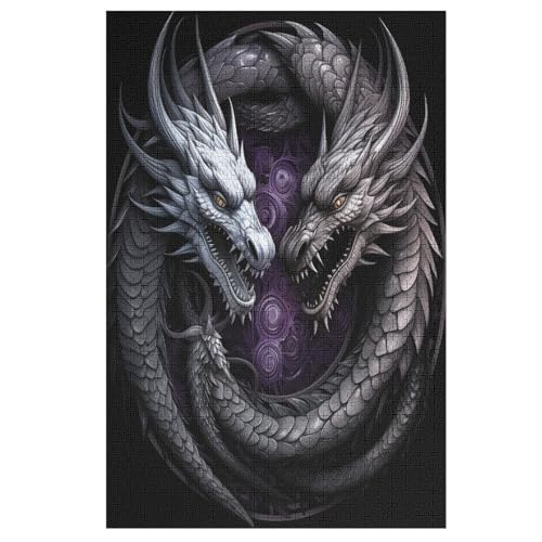 Drache Holzpuzzle - 1000 Teiliges Jigsaw Knobelspiel - Puzzle Für Erwachsene & Kinder - Outdoor & Reisespielzeug （78×53cm） von PPZYY