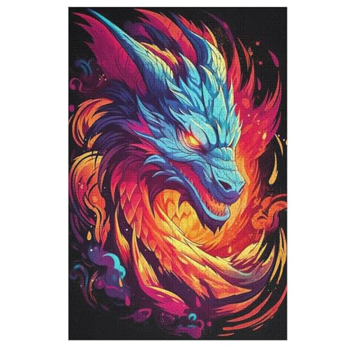 Drache -Puzzle, 1000 Teile,Holzpuzzle Für Erwachsene Kinder, Lustiges Spielzeug, Denkspiel, Bildungsspiel, （78×53cm） von PPZYY