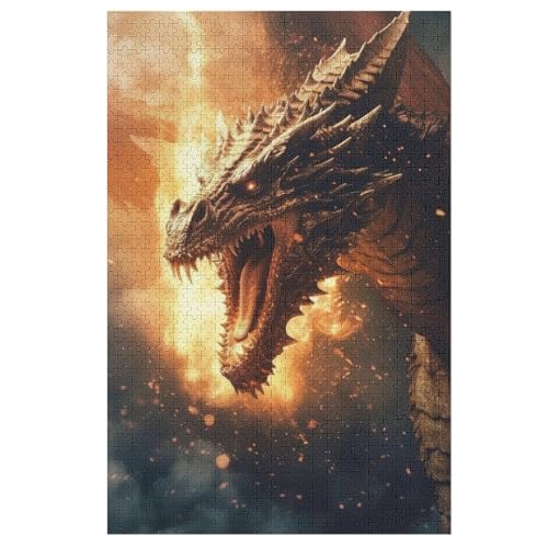 Drache Puzzle 1000 Teile, Holzpuzzle Herausforderndes Geschicklichkeitsspiel Für Die Ganze Familie, Kinder Erwachsenenpuzzle Ab 12 Jahren （78×53cm） von PPZYY