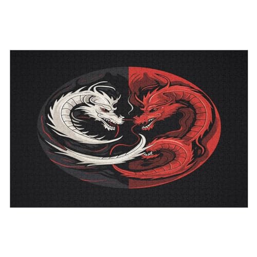 Drache Puzzles 1000 Teile Erwachsener Kniffel Spaß Für Die Ganze Familie, Holzpuzzle Kinder Erwachsene, Impossible Puzzle Schwer （75×50cm） von PPZYY