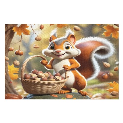 Eichhörnchen Holzpuzzle - 1000 Teiliges Jigsaw Knobelspiel - Puzzle Für Erwachsene & Kinder - Outdoor & Reisespielzeug （75×50cm） von PPZYY