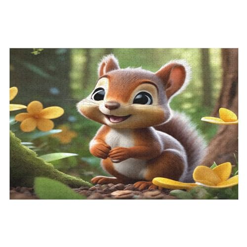 Eichhörnchen Puzzles 1000 Teile Erwachsener Kniffel Spaß Für Die Ganze Familie, Holzpuzzle Kinder Erwachsene, Impossible Puzzle Schwer （75×50cm） von PPZYY