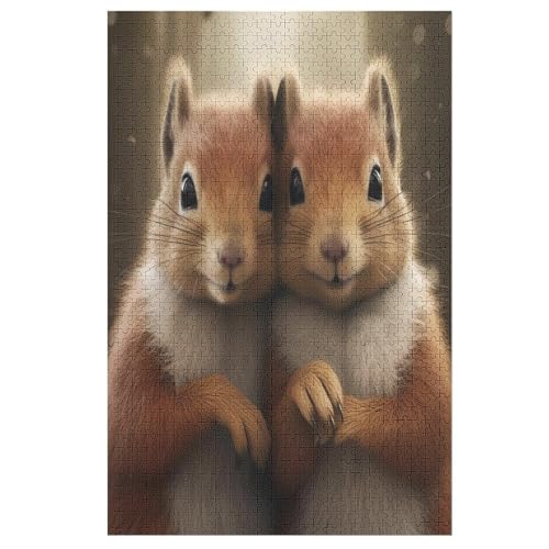 Eichhörnchen Puzzles Für Erwachsene, 1000-teiliges Holzpuzzle, Geeignet Für Kinder Ab 12 Jahren, Die Pädagogische Puzzle Lernen （78×53cm） von PPZYY
