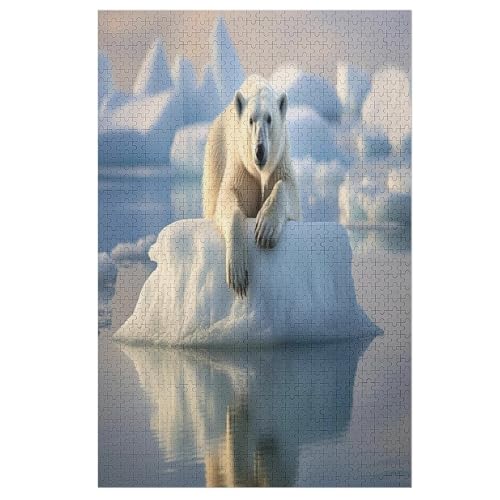 Eisbär Puzzle Für Erwachsene 1000 Teile Premium Recyceltes Brett Zum Lernen, Lernspielzeug, Familienspiele Kinder Holzpuzzle （78×53cm） von PPZYY