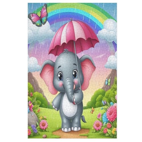 Elefant Holzpuzzle 1000 Teile Klassische Puzzles Erwachsene Kinder Puzzle DIY Kit Holzspielzeug Einzigartiges Geschenk （78×53cm） von PPZYY