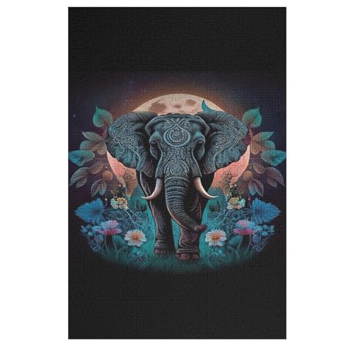Elefant Holzpuzzle 1000 Teile Klassische Puzzles Erwachsene Kinder Puzzle DIY Kit Holzspielzeug Einzigartiges Geschenk （78×53cm） von PPZYY