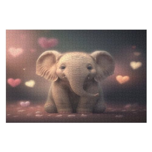 Elefant Holzpuzzle Für Erwachsene Teenager Stress Abbauen Familien-Puzzlespiel Poster 1000-teiliges Puzzle Kinder Lernspiel （75×50cm） von PPZYY