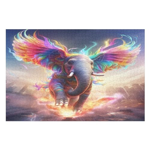 Elefant Holzpuzzle - Puzzle Für Erwachsene, 1000-teilige Puzzles Für Teenager Und Kinder, Herausfordernde Spiele （75×50cm） von PPZYY