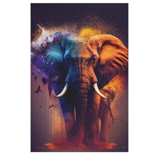 Elefant -Puzzle, 1000 Teile,Holzpuzzle Für Erwachsene Kinder, Lustiges Spielzeug, Denkspiel, Bildungsspiel, （78×53cm） von PPZYY