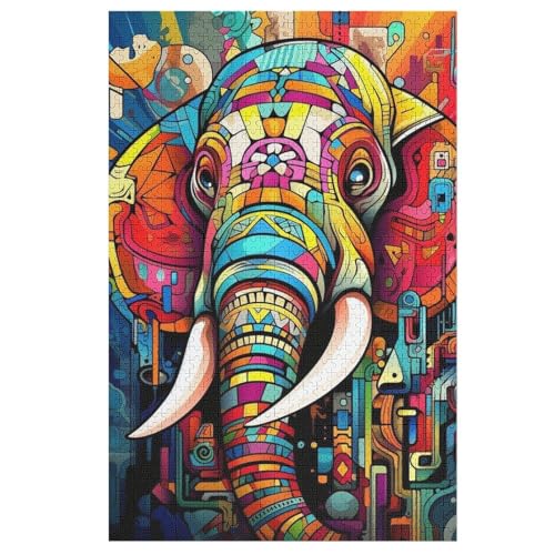 Elefant Puzzle Für Erwachsene,1000-teiliges Puzzles, Für Kinder,Holzpuzzle,Lernspielzeug, （78×53cm） von PPZYY