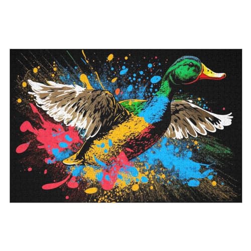 Ente Puzzle 1000 Teile, Holzpuzzle Für Erwachsene Kinder, Impossible Puzzles, Geschicklichkeitsspiel Für Die Ganze Familie （75×50cm） von PPZYY