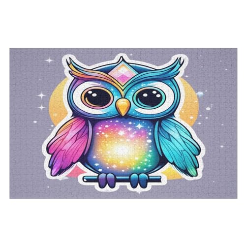 Eule 1000 Teile Puzzles Für Erwachsene, Impossible Puzzle, Geschicklichkeitsspiel Für Die Ganze Familie, Kinder Holzpuzzle （75×50cm） von PPZYY
