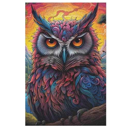 Eule 1000 Teile Puzzles Für Erwachsene, Impossible Puzzle, Geschicklichkeitsspiel Für Die Ganze Familie, Kinder Holzpuzzle （78×53cm） von PPZYY