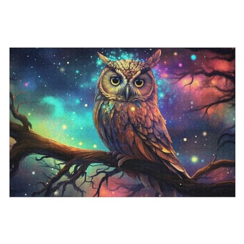 Eule Holzpuzzle 1000 Teile, Knobelspiele Für Erwachsene, Teenager, Puzzles Unmögliche - Kinder Puzzle Zimmer Deko （75×50cm） von PPZYY