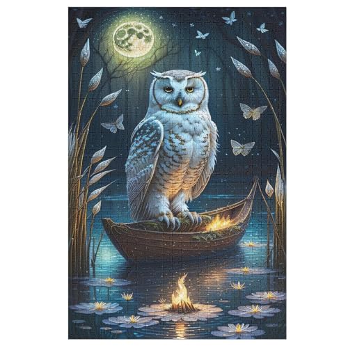 Eule Holzpuzzle 1000 Teile Klassische Puzzles Erwachsene Kinder Puzzle DIY Kit Holzspielzeug Einzigartiges Geschenk （78×53cm） von PPZYY
