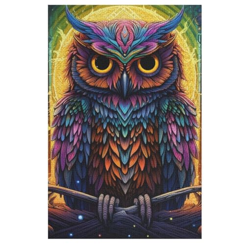 Eule Holzpuzzle - 1000 Teiliges Jigsaw Knobelspiel - Puzzle Für Erwachsene & Kinder - Outdoor & Reisespielzeug （78×53cm） von PPZYY