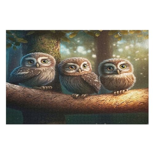 Eule -Puzzle, 1000 Teile,Holzpuzzle Für Erwachsene Kinder, Lustiges Spielzeug, Denkspiel, Bildungsspiel, （75×50cm） von PPZYY