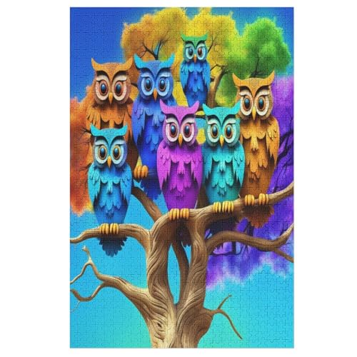 Eule -Puzzle, 1000 Teile,Holzpuzzle Für Erwachsene Kinder, Lustiges Spielzeug, Denkspiel, Bildungsspiel, （78×53cm） von PPZYY