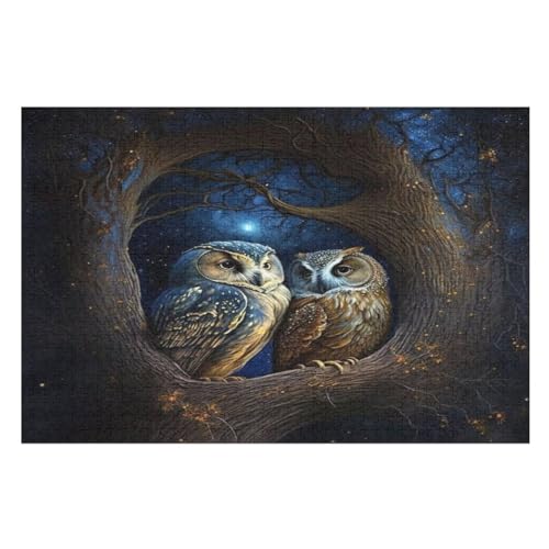 Eule Puzzle 1000 Teile, Holzpuzzle Herausforderndes Geschicklichkeitsspiel Für Die Ganze Familie, Kinder Erwachsenenpuzzle Ab 12 Jahren （75×50cm） von PPZYY