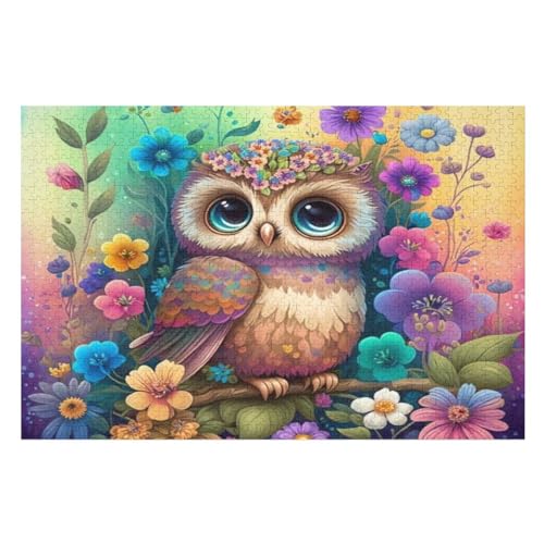 Eule Puzzle 1000 Teile, Holzpuzzle Herausforderndes Geschicklichkeitsspiel Für Die Ganze Familie, Kinder Erwachsenenpuzzle Ab 12 Jahren （75×50cm） von PPZYY