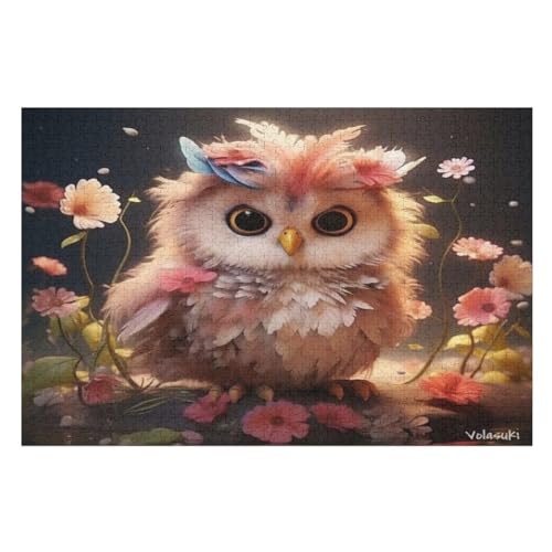 Eule Puzzle 1000 Teile, Holzpuzzle Herausforderndes Geschicklichkeitsspiel Für Die Ganze Familie, Kinder Erwachsenenpuzzle Ab 12 Jahren （75×50cm） von PPZYY