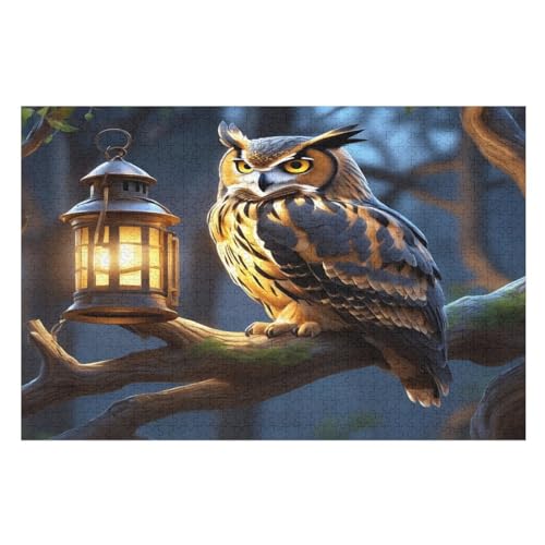 Eule Puzzle 1000 Teile, Holzpuzzle Herausforderndes Geschicklichkeitsspiel Für Die Ganze Familie, Kinder Erwachsenenpuzzle Ab 12 Jahren （75×50cm） von PPZYY