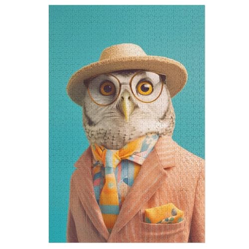 Eule Puzzle 1000 Teile, Holzpuzzle Herausforderndes Geschicklichkeitsspiel Für Die Ganze Familie, Kinder Erwachsenenpuzzle Ab 12 Jahren （78×53cm） von PPZYY